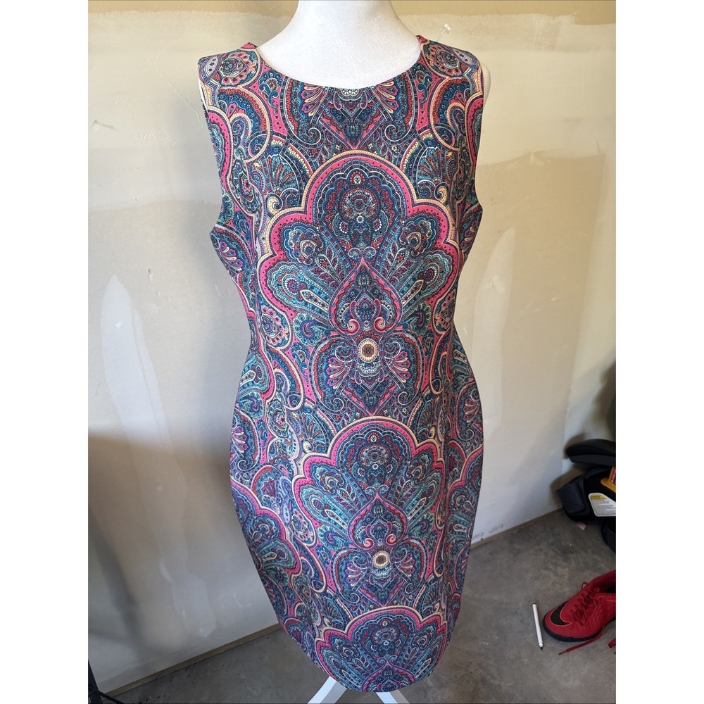 NEW Tommy Hilfiger Multicolor Paisley Print Scuba Sheath Sleeveless Dress